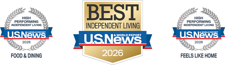 Logos of St. James Place Independent Living awards